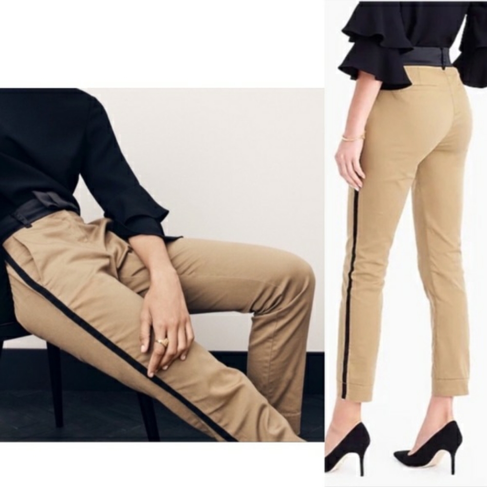 J. Crew Cameron Tuxedo Stripe Tan Chino Crop Pant